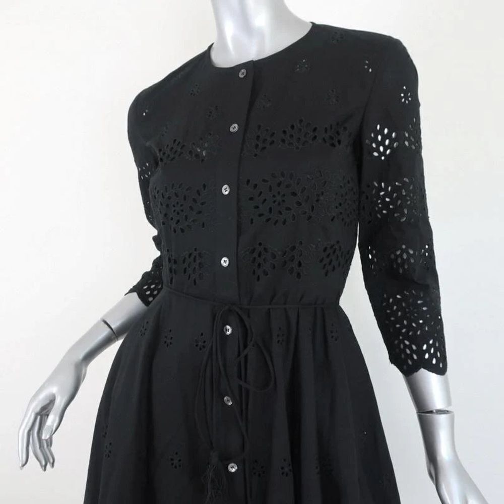 Theory Kalsingas Black Eyelet Embroidered Cotton Shirtdress. Size 00. - Picture 4 of 10